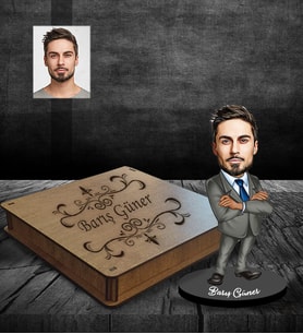 Kişiye Özel Öğretmen Karikatürlü Ahşap Biblo Kutulu Bay-6