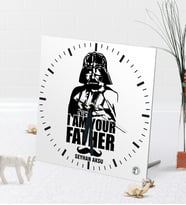 BK Gift Kişiye Özel Baba Masaüstü Kare Cam Saat (Beyaz)