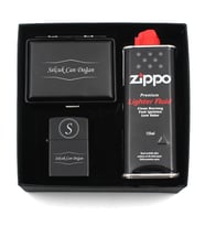 Kişiye Özel Metal Tabaka & Kişiye Özel Zippo Tarzı Benzinli Çakmak & Zippo Benzin Hediye Seti