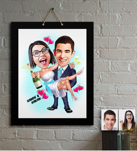 BK Gift Kişiye Özel Evleniyoruz Karikatür Ahşap Tablo  4