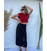 Kadın Kırmızı Crop Bluz