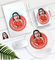 BK Gift Kişiye Özel Bayan Kolay Yetişmiyor Karikatürlü Defter Kalem Kupa Mouse Pad Seti-3 (Model 1)