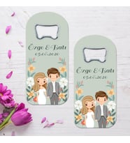 Animasyon Gelin Damat 3 Nikah Hatırası Temalı Uzun (dik ) Açacak Magnet