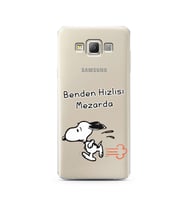 Snoopy Tasarımlı Süper Şeffaf Silikon Telefon Kılıfı Samsung A7 (2015)