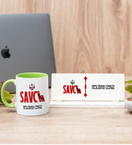 Savcı Yeşil Kupa Bardak Ve Masa İsimliği Hediye Seti