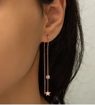 Papatya Silver Tekli Sallantılı Yıldız Küpe Nano Zirkon Taşlı 925 Ayar Gümüş