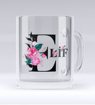 BK Gift Kişiye Özel Harf Cam Kupa Bardak-1 (Beyaz)
