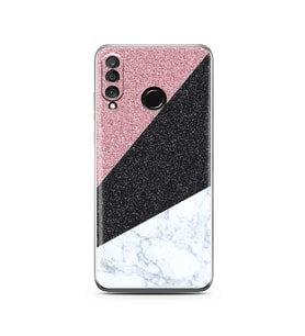 Üçgen Mermer Tasarımlı Süper Şeffaf Silikon Telefon Kılıfı Huawei P30 Lite 