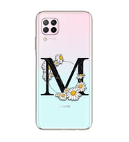 Papatya Harf Tasarım Süper Şeffaf Silikon Telefon Kılıfı Huawei P40 Lite M-Harfi