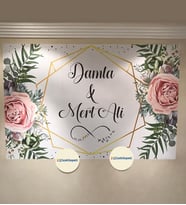100x70cm Söz, Nişan, Kına Gecesi, Düğün İçin Kişiye Özel Branda Afiş Arka Fon