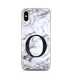 Iphone X Beyaz Mermer Harf Tasarımlı Telefon Kılıfı O-Harfi 