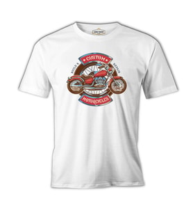 Model Motosiklet  Beyaz Erkek Tshirt