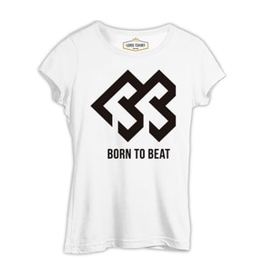 Born to Beat - Logo Beyaz Kadın Tshirt
