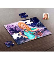 BK Gift Kişiye Özel Kadın Karikatürlü Ahşap Puzzle-52