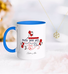 BK Gift Kişiye Özel 365 Mutlu Yeni Gün Mavi Kupa ve Kar Tanesi Kolye-2 (Model 1)