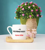 Odyometrist Ahşap Altlıklı Türk Kahvesi Fincanı
