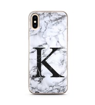 Iphone Xs Max Beyaz Mermer Harf Tasarımlı Telefon Kılıfı K-Harfi 