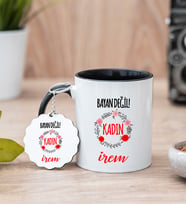 Bayan Değil Kadın Siyah Kupa Bardak Ve Anahtarlık Set