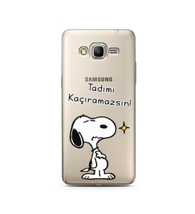 Snoopy Tasarımlı Süper Şeffaf Silikon Telefon Kılıfı Samsung Grand Prime