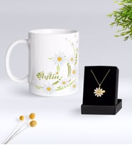 BK Gift Kişiye Özel Papatya Temalı Kupa Ve Papatya Kolye Hediye Seti-1 (Model 1)