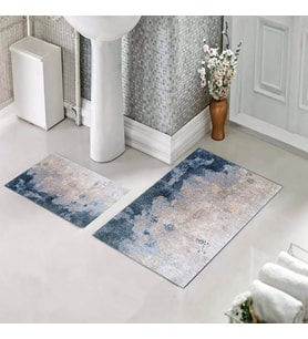 Banyo Halısı Ikili Klozet Takımı Kaymaz Tabanlı (60 xm x 100 cm + 40 cm x 60 cm) 