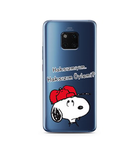 Snoopy Tasarımlı Süper Şeffaf Silikon Telefon Kılıfı Huawei Mate 20 Pro 