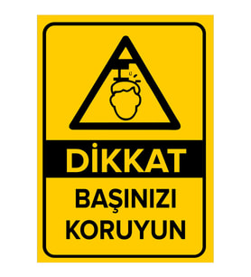 MIGNATIS - Dikkat Başınızı Koruyun Levhası - Sac Malzeme 35x50cm