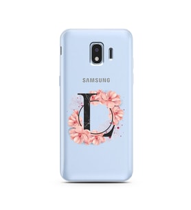 Pembe Çiçekli Harf Tasarım Süper Şeffaf Silikon Telefon Kılıfı Samsung J2 Pro (2