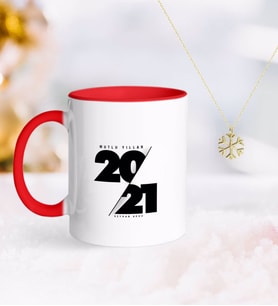 BK Gift Kişiye Özel 2024 Mutlu Yıllar Kırmızı Kupa ve Kar Tanesi Kolye-9 (Model 1)
