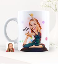 BK Gift Kişiye Özel Bayan Yoga Temalı Beyaz Kupa Bardak  1