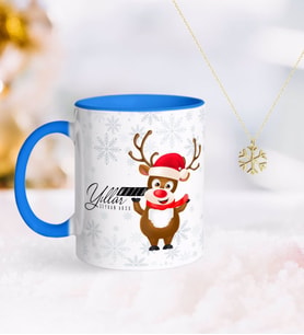 BK Gift Kişiye Özel Yılbaşı Mutlu Yıllar Mavi Kupa ve Kar Tanesi Kolye-11 (Model 1)
