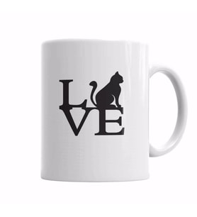 Love Cat Kedi Kupa Bardak Porselen