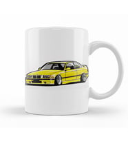 Bmw Stanced out E36 Yellow Kupa Bardak Porselen
