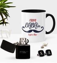 BK Gift Kişiye Özel Canım Babam Siyah Kupa Çakmak Kol Düğmesi Seti-8 (Model 1)