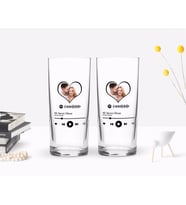 BK Gift Kişiye Özel Renkli Baskılı Fotoğraflı Spotify Barkodlu İkili Rakı Bardağı Seti-2 (Beyaz)