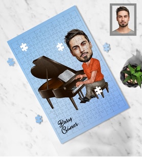 Kişiye Özel Piyanist Karikatürlü A4 99 Parça Puzzle Bay-1