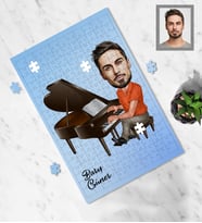 Kişiye Özel Piyanist Karikatürlü A4 99 Parça Puzzle Bay-1