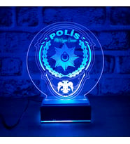 Polise Hediye Kişiselleştirilebilir Polis Armalı Gece Lambası Polis Haftası Hediyesi