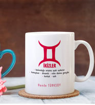 BK Gift Kişiye Özel İkizler Burcu Beyaz Kupa Bardak