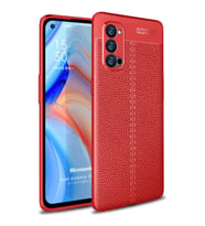 Microsonic Oppo Reno 4 Pro Kılıf Deri Dokulu Silikon Kırmızı
