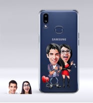 BK Gift Kişiye Özel Sevgililer Karikatürlü Samsung Galaxy A10s İnce Şeffaf Silikon Telefon Kapağı-1 (Beyaz)