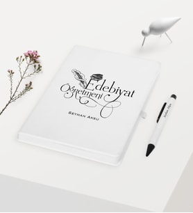 BK Gift Kişiye Özel Edebiyat Öğretmeni Temalı Beyaz Defter Kalem Hediye Seti - 3