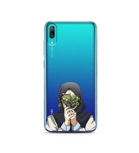 Kapalı Çiçekli Kız Tasarımlı Süper Şeffaf Silikon Telefon Kılıfı Huawei Y7 Pro 2