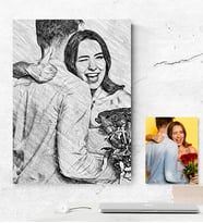 BK Gift Kişiye Özel Karakalem Baskılı Kanvas Tablo 50x70cm 1, Ev Hediyesi, Ev Dekoru