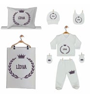 Pia Baby GL 2006 İsme Özel Taçlı Yastık Battaniye Zıbın Set