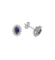 Sirius Pırlanta ve Oval Safir Taşlı Anturaj Küpe 0704E0128