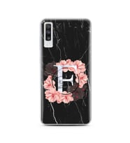 Mermer Çiçekli Harf Tasarım Süper Şeffaf Silikon Telefon Kılıfı Samsung A70 F-Ha
