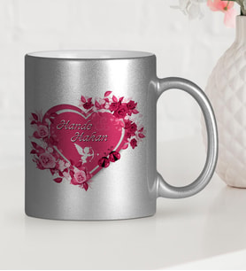 BK Gift Kişiye Özel Sevgililer Günü Temalı Gümüş Yaldızlı Kupa Bardak  3