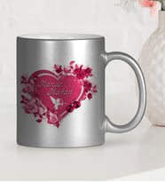 BK Gift Kişiye Özel Sevgililer Günü Temalı Gümüş Yaldızlı Kupa Bardak  3