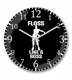 Floss Lıke A Boss Duvar Saati Bombeli Gercek Cam